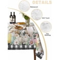 thumbnail image 5 of Easter Bunny Suqare Tablecloth - 60 x 60 Inch, Spring Botanical Flowers Flowers Eggs Check Waterproof & StainResistant Tablecloth, Washable Oil-proof Table Cover for Dining/Party/Wedding/Buffet, 5 of 9