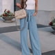 thumbnail image 1 of Pantalones Elegantes Pantalones plisados ​​cómodos de lino de algodón Traje de dama de oficina de damas sueltas (Azul L) Ygjytge para Mujer Azul T XL, 1 of 6