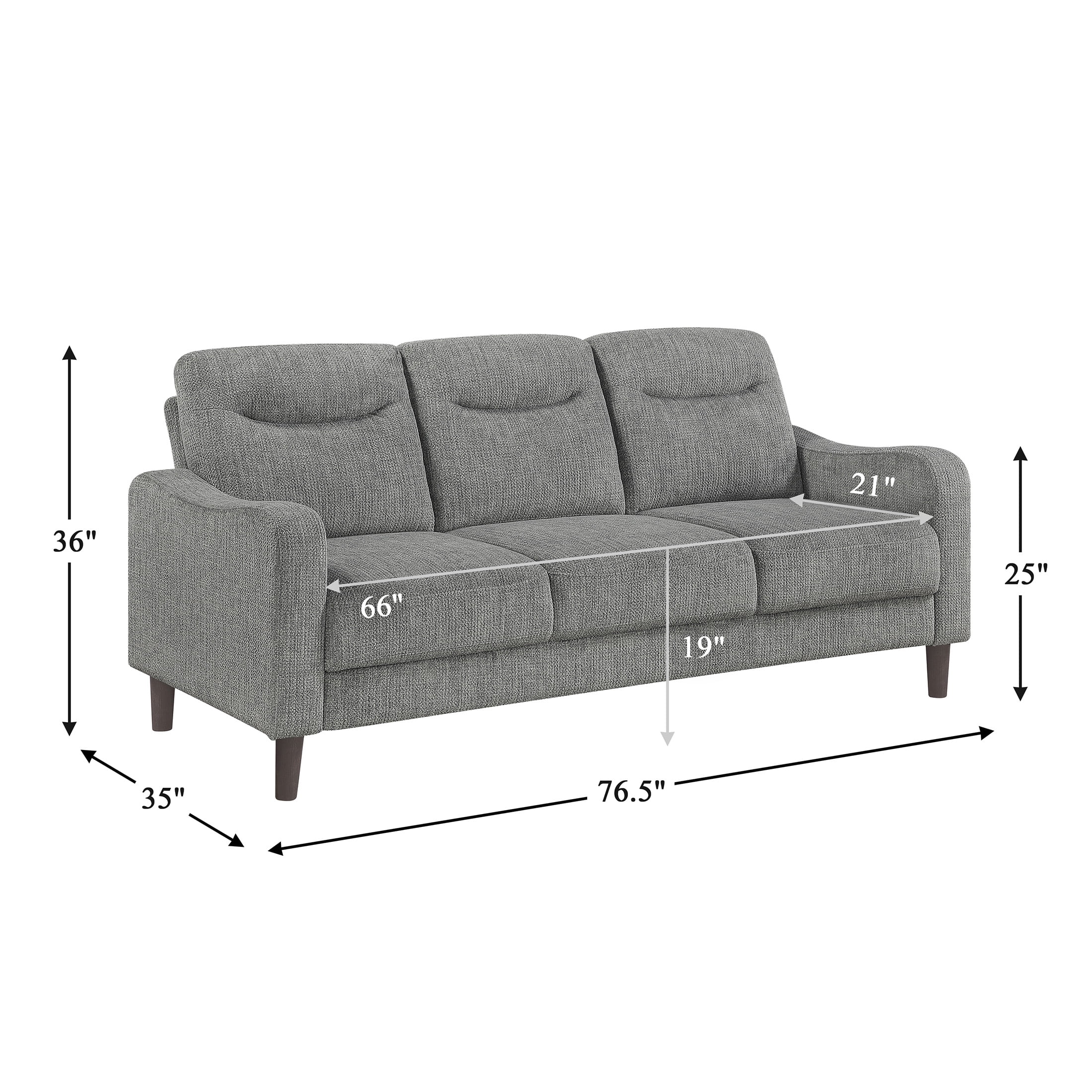 OakvillePark Ravello Chenille Sofa with Sloped Track Arms, Gray