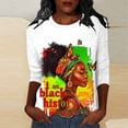 thumbnail image 2 of XUNKUSGA Black History Tops for Women Fashion Printed Crew Neck Womens Tops Classic 3/4 Length Sleeve Shirts for Women Soft and Breathable African American Top S-3XL,Green, 2 of 5
