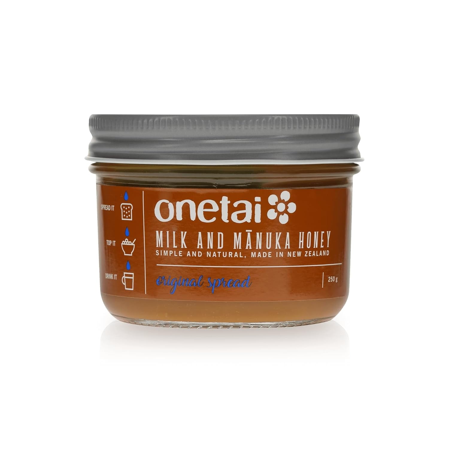Pack-10 Milk and Manuka Honey Onetai Original Spread, Simple and Natural Blend 250 gr