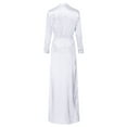 thumbnail image 4 of Women Dresses Sexy Solid Dresses Lapel Long Sleeved Fashion Dresses White Trendy Skirt Size S, 4 of 5