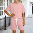 thumbnail image 4 of Kids Summer Clothes Short Sleeve Waffle Pocket Tshirts and Drawstring Shorts Boy Beach Outfit Boys Two Piece Set Size 1-13 Years, 4 of 4