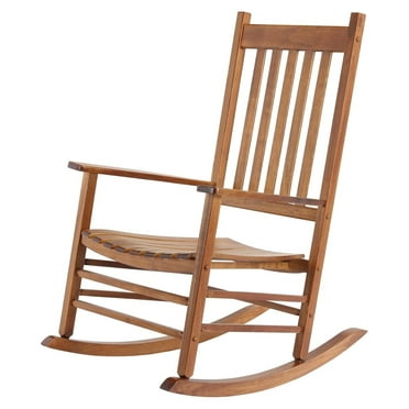 Wooden Rocking Chair Outdoor with High Back,Rocking Chair Indoor Oversized Easy to Assemble for Garden,Lawn, Balcony, Backyard,Porch,Wooden Rocking Chair,Porch Rocker（Teak Brown）