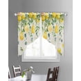 thumbnail image 3 of Watercolor Lemon Swag Valances for Windows, Eucalyptus Leaf Fruit Yellow Flower Rod Pocket Sheer Valances for Small Windows, Swag Toppers Light Filtering for Kitchen Living Room 2 Panels 28''x36'', 3 of 6