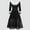 Black3, variant on Women's Elegant A-Line Dress with Mesh Yarn Asymmetrical Hem, Casual V-Neck Long Sleeve Party Gown with Faux Plushed Collar,Black,L