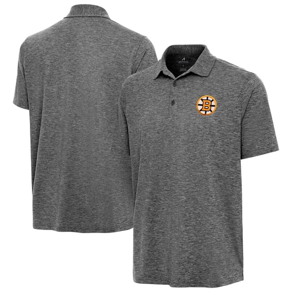 Men's Antigua Heather Black Boston Bruins Par 3 Polo