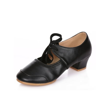 

SIMANLAN Women Pumps Ballroom Dance Shoe Square Latin Shoes Ladies Comfort Womens Salsa Black 8.5