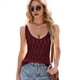 thumbnail image 2 of Camisetas Sin Mangas de Punto para Mujer, con Cuello en V y Ojales, Camisetas Básicas de Verano, Modernas, Informales, Ajustadas Vino Tinto M, 2 of 9