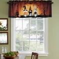 thumbnail image 3 of Burnt Orange Halloween Curtain Valances for Windows, Kitchen Valance Window Treatments Panel 2 Pack, Horror Gnomes Pumpkin Black Cat Rod Pocket Short Curtains for Bathroom Bedroom 42 x 18 Inch, 3 of 8