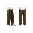 thumbnail image 3 of Mens Corduroy Casual Pants Fashion Loose Fit Wide Leg Straight Sweatpants Elastic Waist Drawstring Brown M, 3 of 10