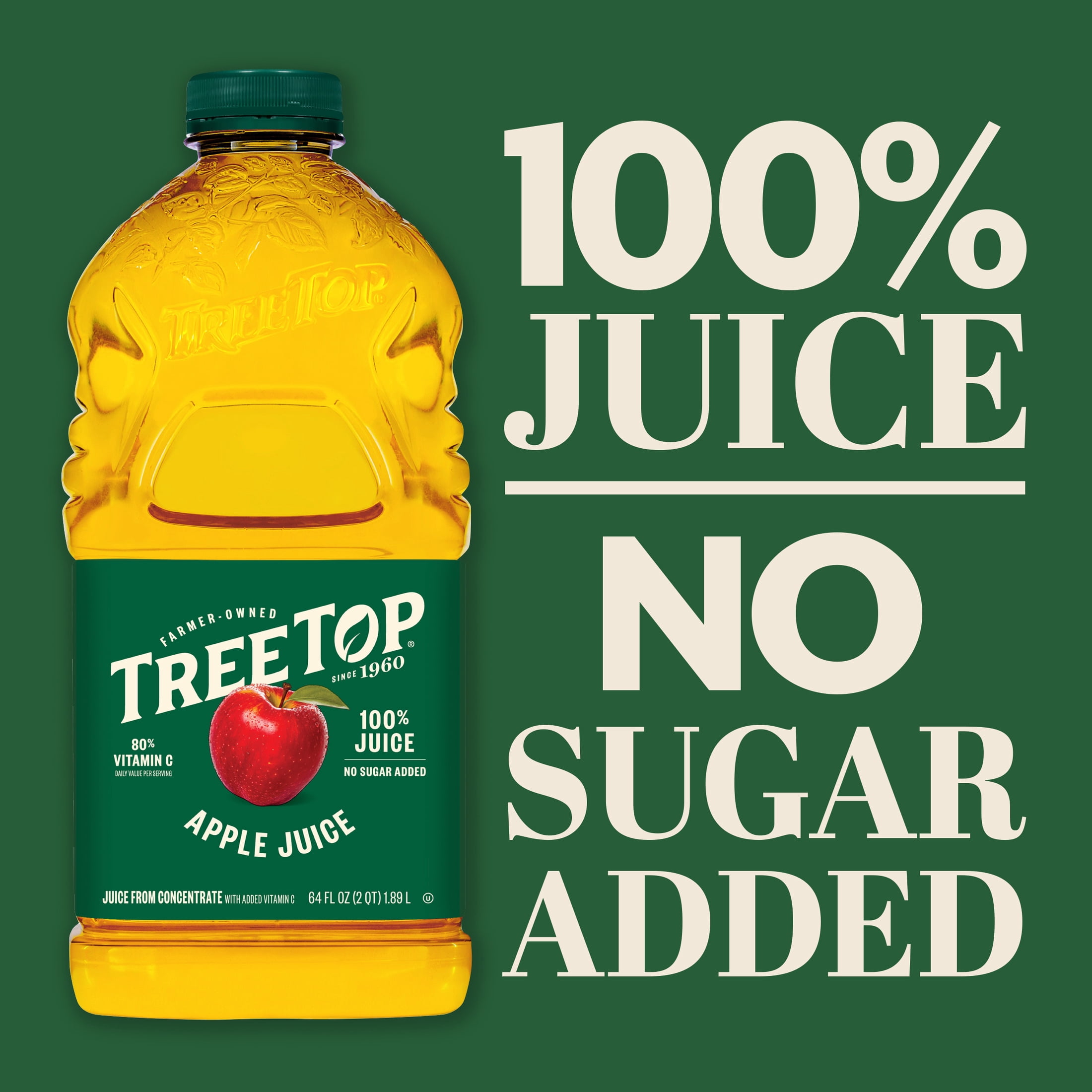 (4 pack) Tree Top 100% Apple Juice, No Sugar Added, No High Fructose Corn Syrup, 64 fl Oz