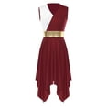 thumbnail image 4 of inhzoy Women's Liturgical Praise Dance Dress Sleeveless Color Block Modern Worship Costume Asymmetrical Hem Burgundy XXL, 4 of 8