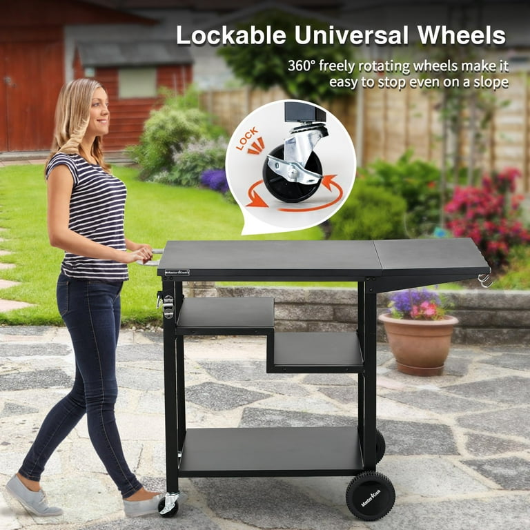 MASTER COOK Grill Table with Wheels for Big Horn Pizza Oven
