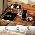 thumbnail image 5 of Satifur Tall LED Nightstand,Bedside Table with Charging Station,2 Fabric Drawers & Shelfs for Bedroom Living Room,Rustic Brown, 5 of 7