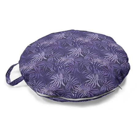 

Botany Round Floor Cushion with Handle Bush of Purple Fern Leaves in the Forest Herbs of Island Exotic Pattern Decorative Pillow for Living Room & Dorms 18 Round Blue Violet by Ambesonne