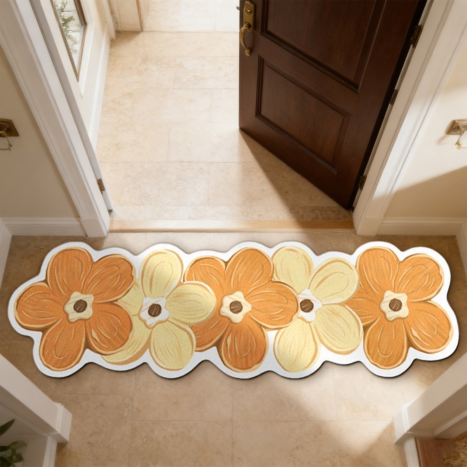 Flower Shaped Bath Rug, Non-Slip Water Absorbent Bathroom Mat, Super Cute Machine Washable Bathroom Rug, Small Round Floral Soft and Fluffy Bath Mat,