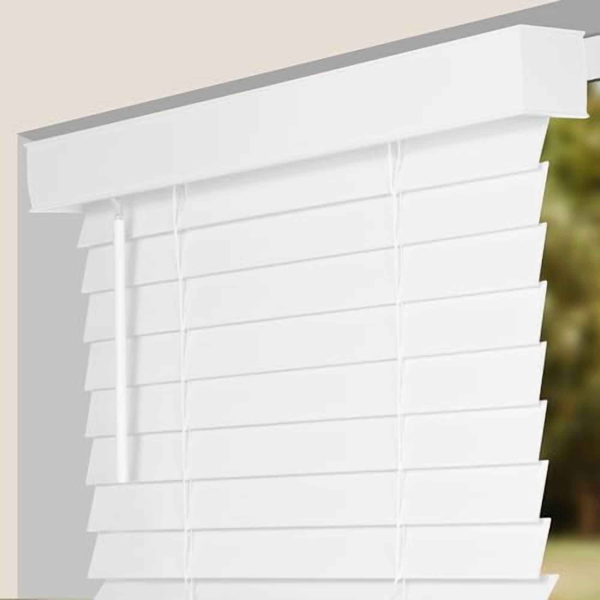Faux Wood Blinds with Classic Valance, Cordless, 2" Slat, 34.5" W x 73" H, Blinds for Indoor Windows, Room Darkening Window Blinds for Home Interior Windows and Doors, Pure White