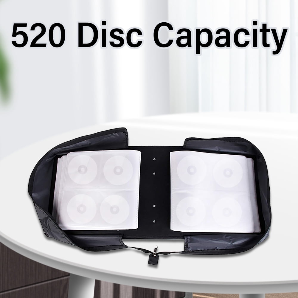 520 Capacity CD Case,DFITO Heavy Duty Leather DVD Disc Case Bag Holder Organizer Binder
