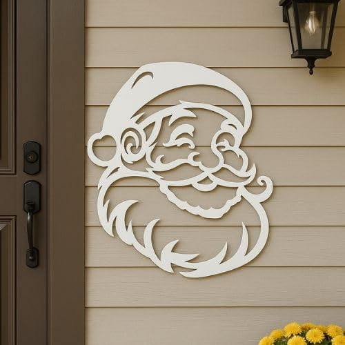 Santa Claus Christmas Decoration – 17.5” x 16” Indoor Outdoor Holiday Wall Hanging Christmas Sign – Weatherproof PVC