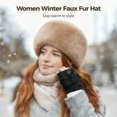 thumbnail image 2 of Faux Fur Winter Hat for Women, Russian Style Warm Bucket Hat, Plush Headwear, 21.3-22.8 in Circumference, 2 of 5