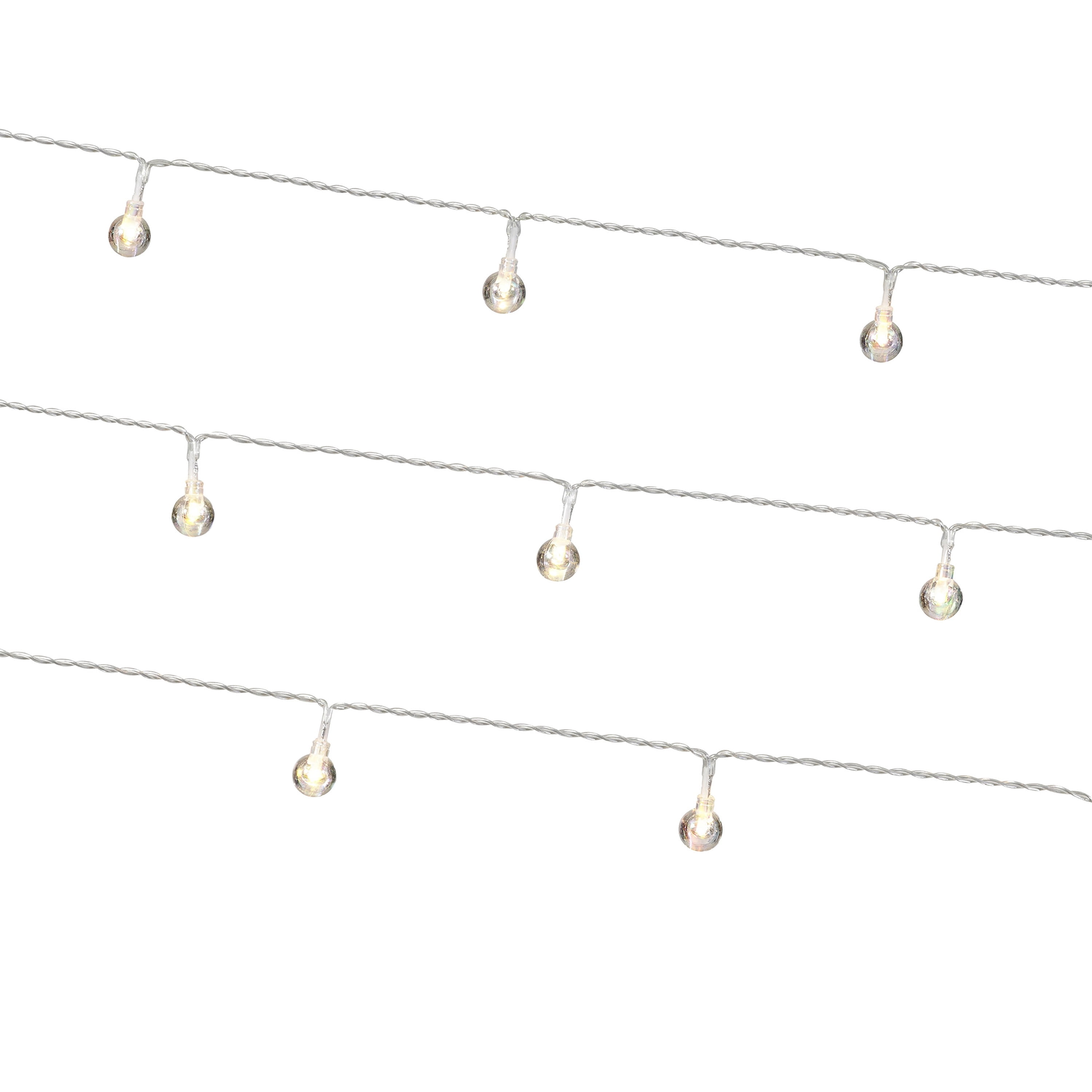 Indoor 20-Count Battery-Operated LED G15 Christmas String Lights, Warm White, Transparent Wire, 7.9', by Holiday Time