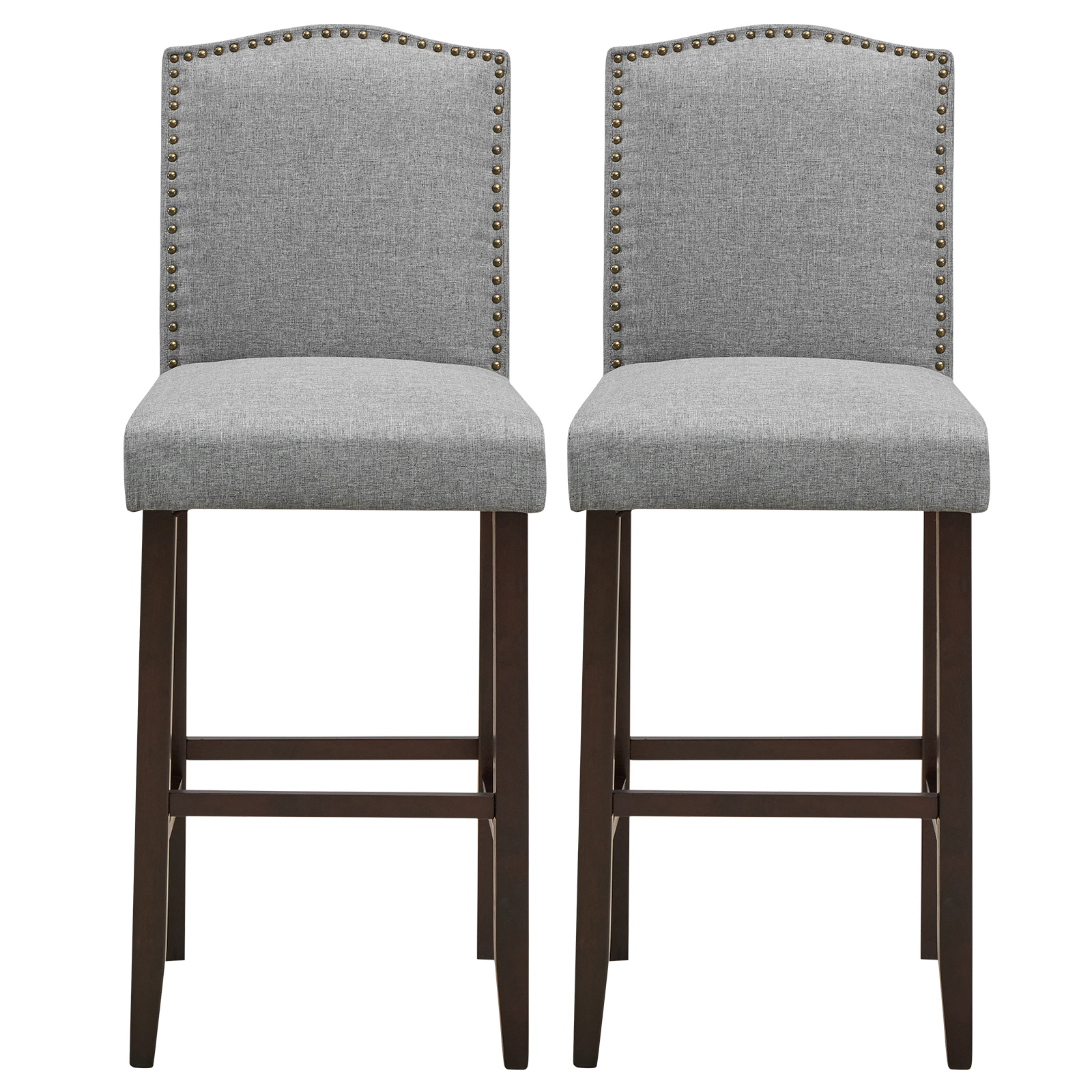 Topbuy Set of 2 Nailhead Bar Stools Upholstered Counter Height Stool
