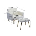 thumbnail image 5 of Accent Chair with Ottoman, Teddy Button Tufted Upholstered Recliner Lounge Chair with Adjustable Armrests and Backrest, Comfy Single Sofa Chair Armchair for Living Room Bedroom Apartment, White, 5 of 7