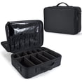 thumbnail image 1 of Bolsa de Maquillajede Viaje Estuche Organizador - Bolsa de Cosméticos Impermeable Portátil con Hombro Ajustable y Divisor Ajustable para Pinceles y Herramientas de Belleza (3 Layer, 34x23x12cm,Negro), 1 of 7