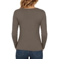 thumbnail image 5 of Utoimkio Women's V Neck Long Sleeve Undershirts Slim Fitted Stretchy Casual Basic Tee for Daily Wear Size XS-XL, 5 of 8