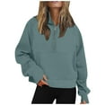 thumbnail image 2 of Basic Hoodies for Women 2025 Fall Winter Long Sleeve Half Zipper Hoodie with Pockets Hooded Sweatshirt Pullover Tops, 2 of 6