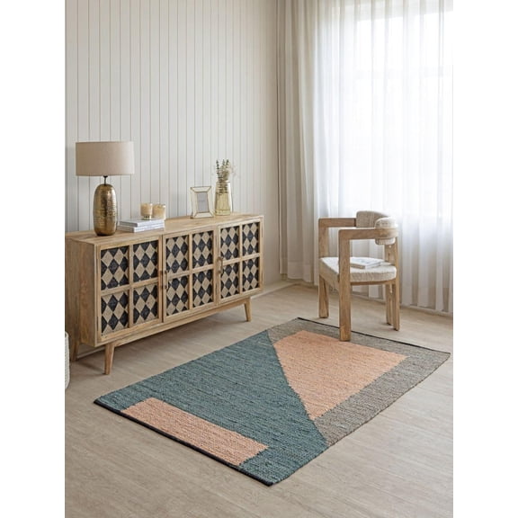Modern Geometric Handwoven Cotton Rug: Abstract Area Rug