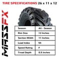 thumbnail image 3 of MASSFX 26x11-12 Rear Tire - Durable 6 Ply with 1/2" Direction Tread Design for ATV & UTV, 3 of 9