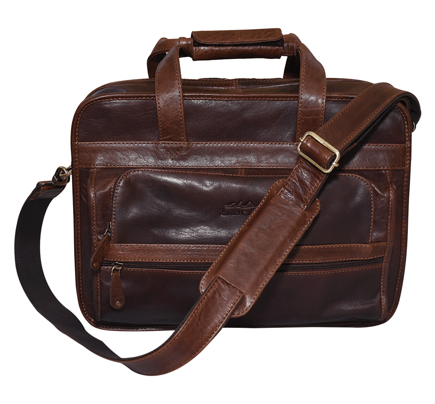 Genuine Leather Classic Slim Briefcase with Crossbody Shoulder Bag