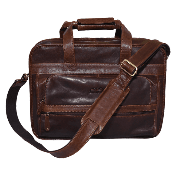 Genuine Leather Classic Slim Briefcase with Crossbody Shoulder Bag Laptop Bag Laptop Case Computer Bag For Business Professional Travel- 16 Inch (Brown)