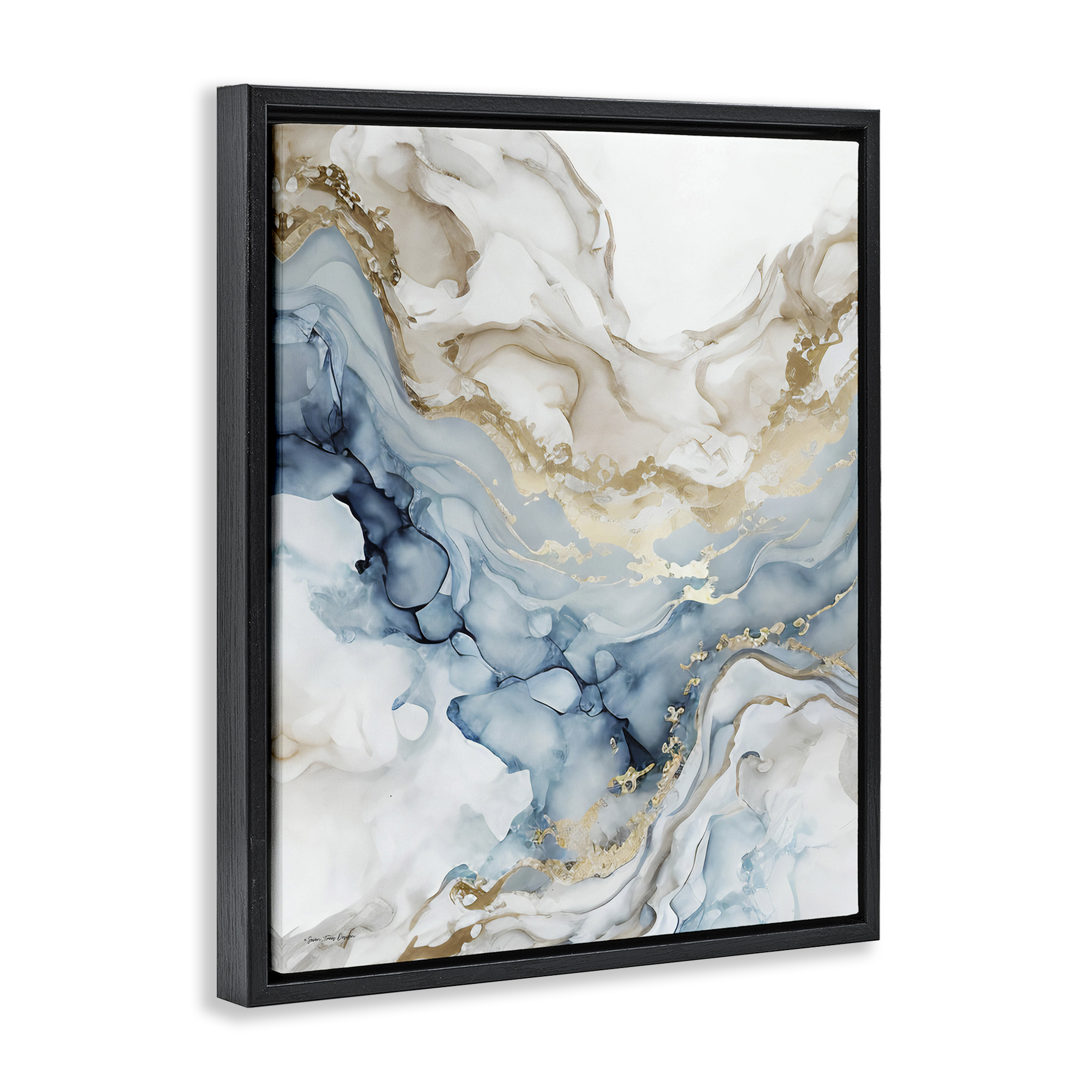 Stupell Industries Chic Geode Pattern Abstract Painting Black Floater Framed Canvas Art Print Wall Art, 17 x 21