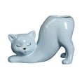 thumbnail image 3 of Cartoon Cat Flower Pot Cute Planting Pot Ceramics Porcelain Flower Vase for Garden Home Decoration Courtyard Bedroom Blue, 3 of 10