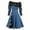 Blue, variant on Aoochasliy Casual Christmas Dresses Women Fall Xmas Printing Causal Off-the-Shoulder Button Long Sleeve Knee-length Dresses