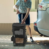 2-Tier Dog Trolley Bag Double-Compartment Pet Rolling Carrier Cat 22.05 lbs