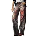 thumbnail image 2 of YUNAFFT Women High Waist Casual Wide Leg Long Pants Womens Elastic Waist Stretch Printing Thin Stretch Skinny Button Pants Trousers, 2 of 6