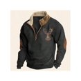 thumbnail image 2 of New Hoodless Half Zip Men's Sweatshirt – Retro Fashion Slim Fit Comfortable Versatile Casual Pullover Top,L,black, 2 of 4