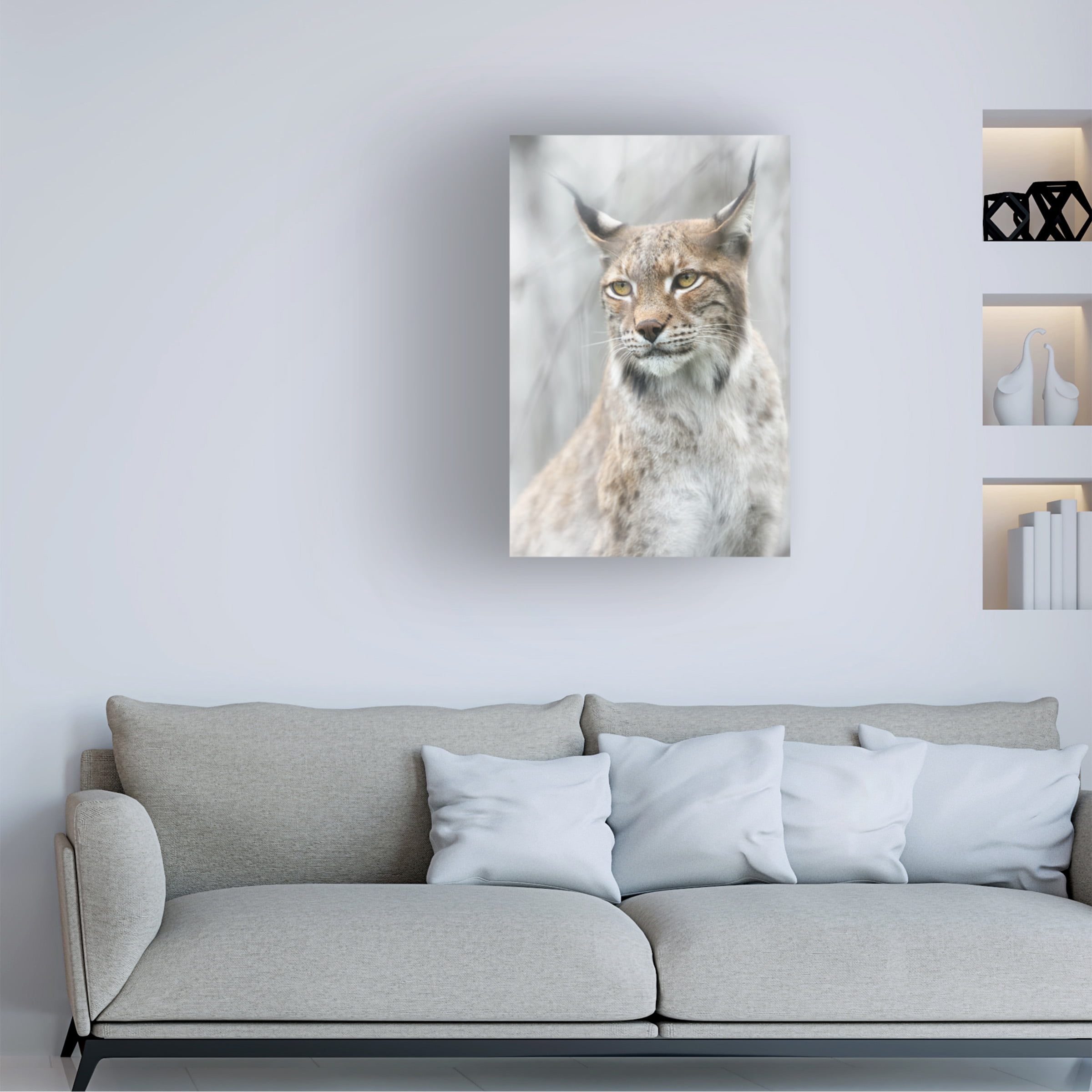 Canvas Wall Art - Santiago Pascual Buye 'Lynx Portrait In The Fog' Wall Art for Living Room, Bedroom, or Office DÃ©cor by Trademark Fine Art - 22 x 32 Inches