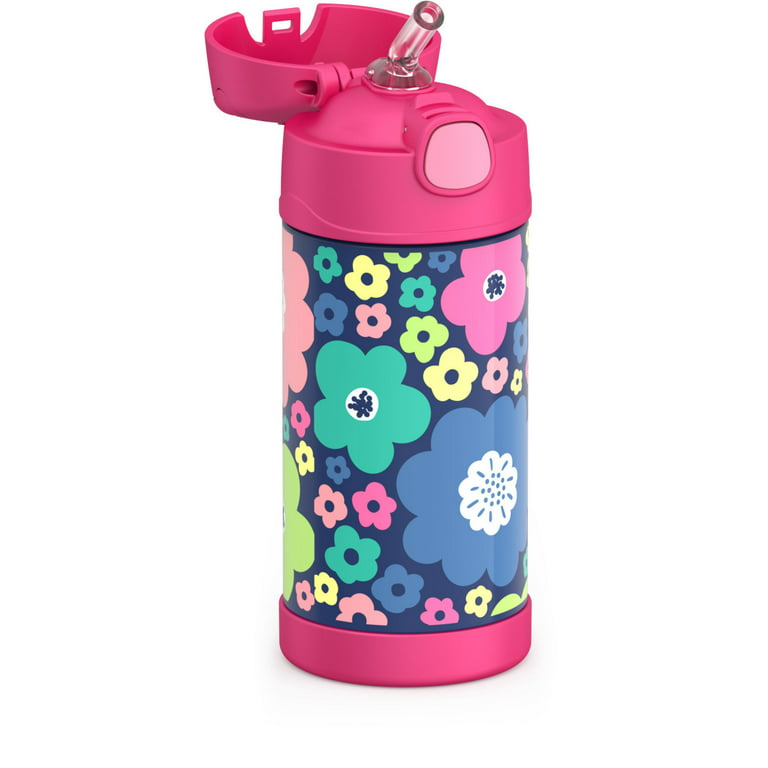 Jarlson kids water bottle with straw - CHARLI - insulated stainless steel  water bottle - thermos - girls/boys (Cat 'Star', 12 oz)