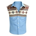 thumbnail image 3 of IWRICH Plus Size Tank Tops for Men Western Cowboy Collar Sleeveless Button down Shirts Stylish Vacation Tops Light Blue XL, 3 of 4