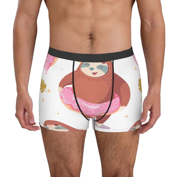 Balery Sloth with Donuts1 Calzoncillos bóxer para hombre, ropa interior de algodón suave y transpirable con cinturilla de nailon-Medium