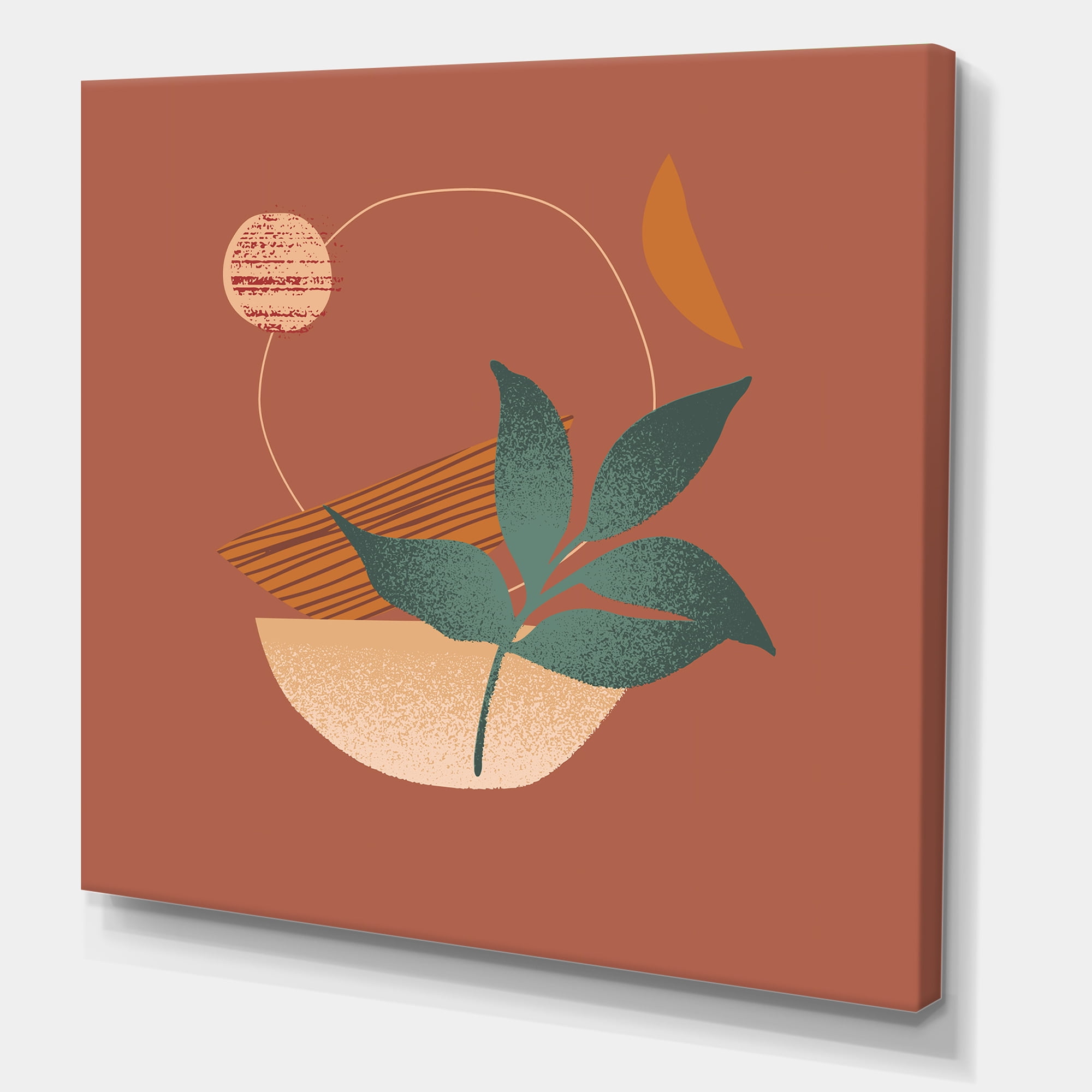 Shapes and Tropical Leaf Silhouettes III 30 in x 30 in Painting Canvas Art Print, by Designart