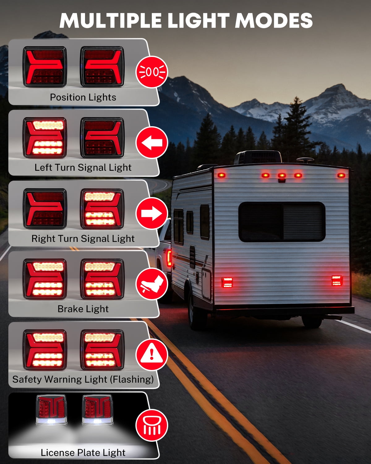 Kohree Wireless Trailer Lights Magnetic, 328 FT Signal Synchronization, Rechargeable Wireless Trailer Tow Lights LED Kit, IP67 Waterproof, 10-Hour Battery Life for Towing Truck Camper RV Boat