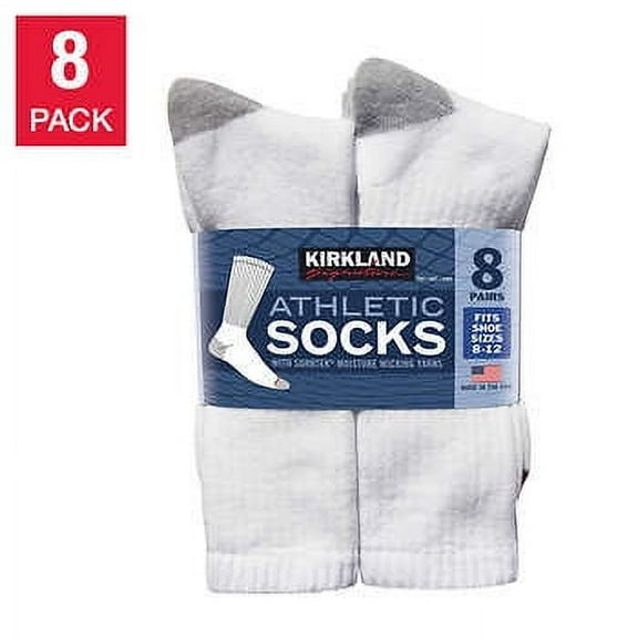 Men's Athletic Sock 8 Pair White Shoe Size 8-12 - NEW