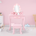 thumbnail image 2 of Bophy Girls' Vanity Table and Chair Set with Light, Kids Makeup Dressing Table with Wood Makeup Playset Toy, Kids Vanity Set with Mirror & Drawer for Age 4-9, Pink (STM-101PA), 2 of 8