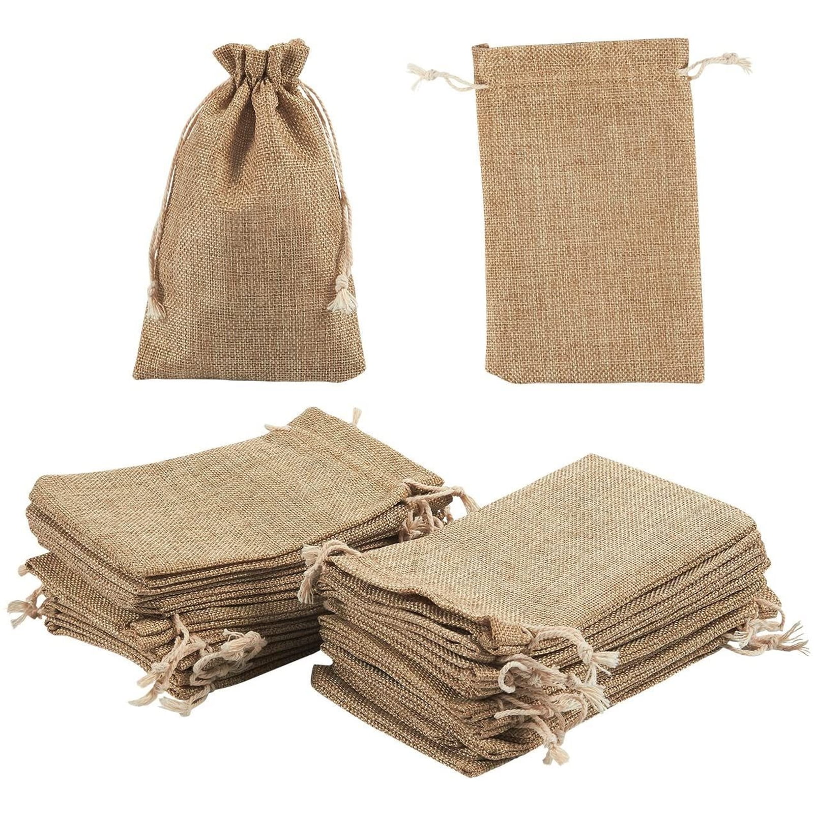 Jewelry Pouch Drawstring Bags - 24 Piece Burlap Gift Bags for Jewelry, Candy, Wedding, Arts and DIY Crafts, Baby Showers, Festival Occasions - Party Favors, Natural Color, 7 x 4.5 inches